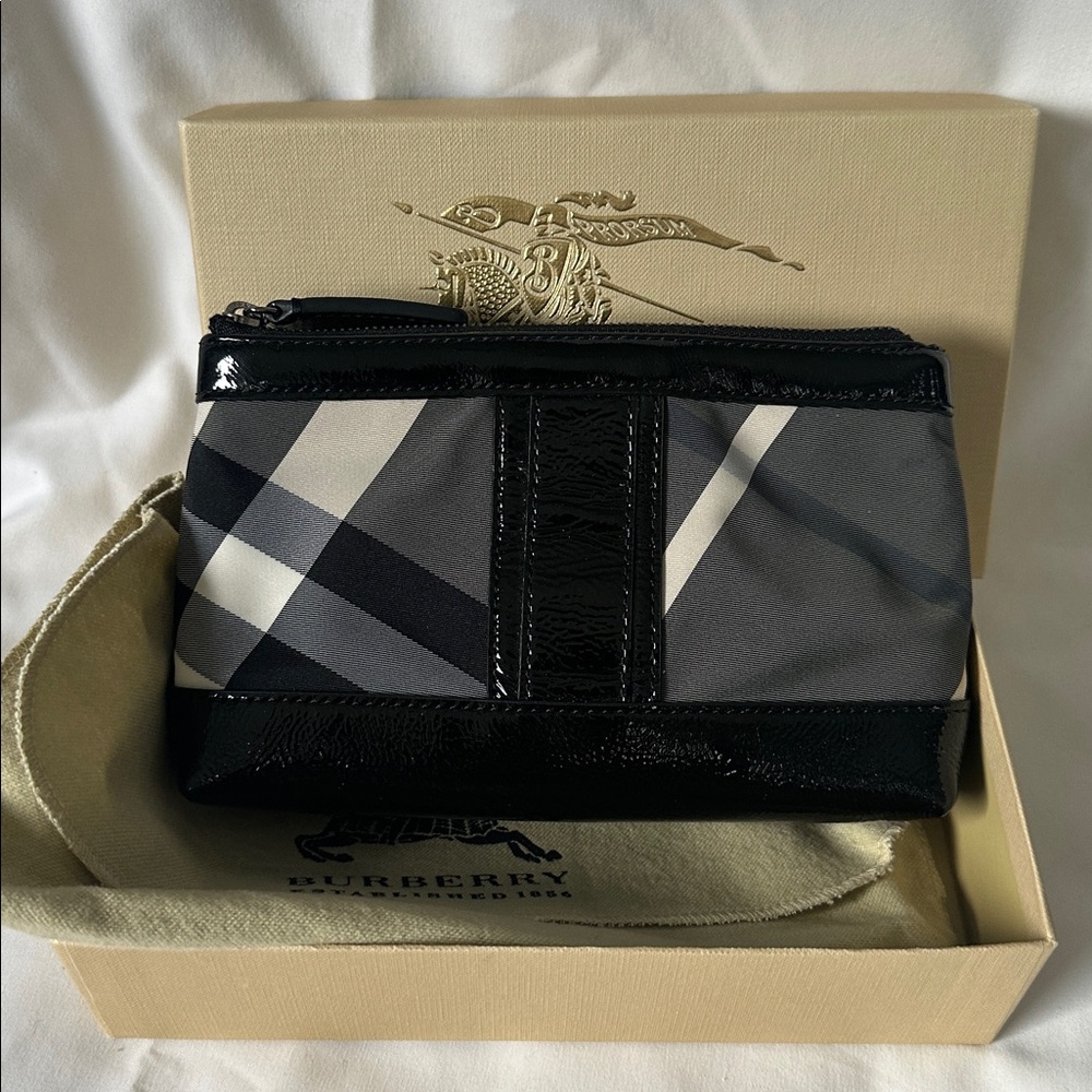 Burberry Black and Gray Zippered Pouch